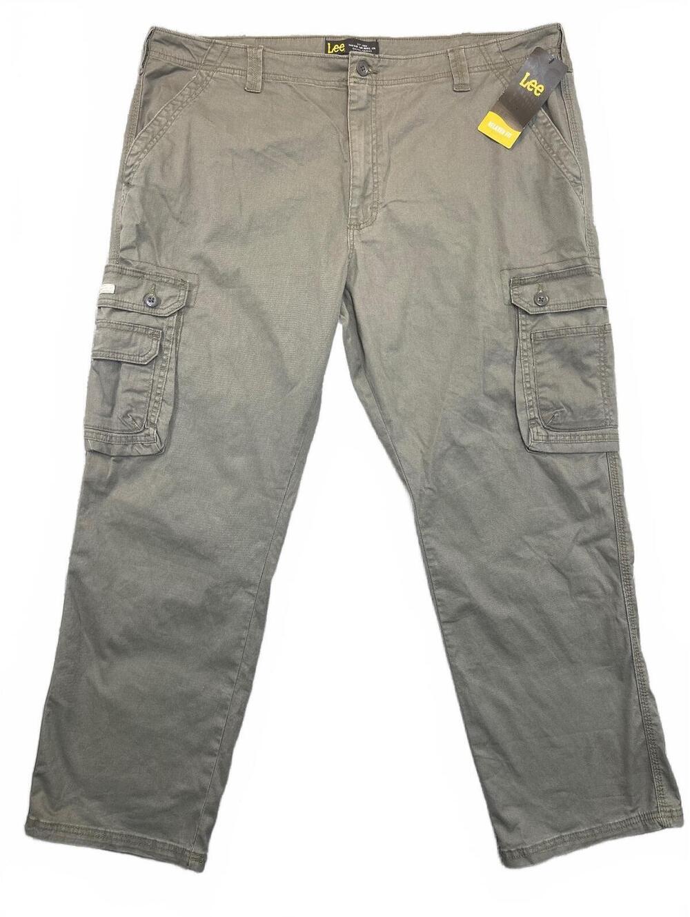Lee Loose Fit Cargo Pants Mens Grey Work Utility Front Pocket Trousers